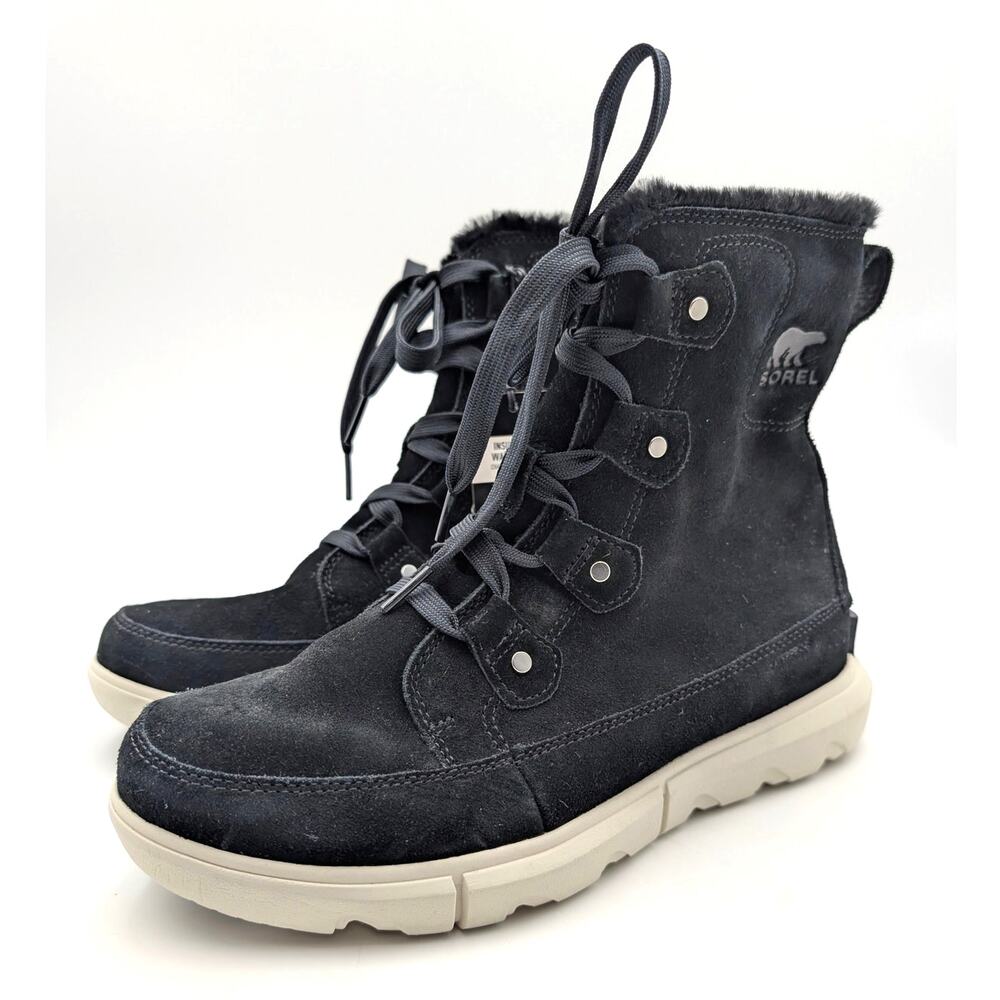 Sorel Explorer III Joan Waterproof Boots Lace-Up Women's Black Size US10 EU41